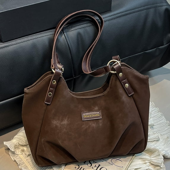 Leather Tote Bag for Women, Fashion Shoulder Purse with Multiple Pockets, Large Capacity Handbag with Detachable Strap, Casual Work and Travel Bag