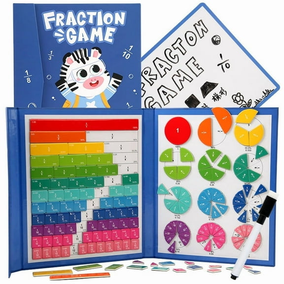 Uuiauoio Magnetic Fraction Tiles & Circles Math Manipulatives Set with Activity Cards Educational Learning Games for Classroom Homeschool Supplies Fraction Strips Bars Board Teaching Aids