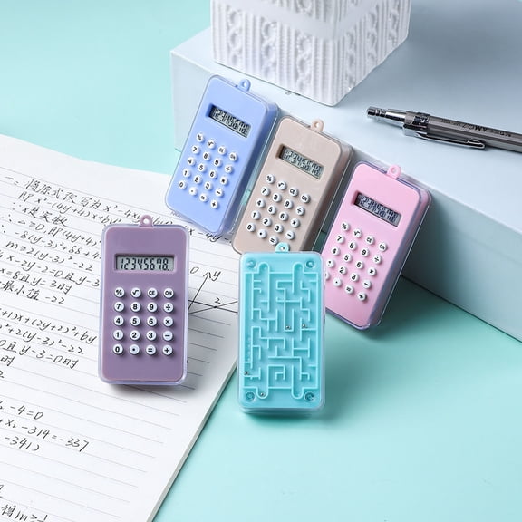 Uuiauoio Maze Calculator Mini Handheld Game with Keychain, Cute Pocket Size Computing Device for Students Office, Portable Digital Puzzle Toy with Basic Math Functions, Small Novelty Gift