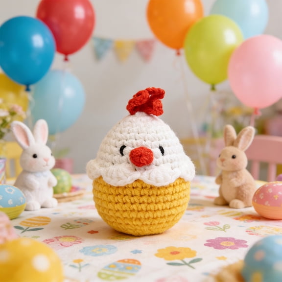 Uuiauoio Mini Chicken Easter Basket Essentials Stuffers for Teens Girls Gifts Positive Crochet Animals Emotional Chick in Eggshell Easter Gifts for Friend Sister Daughter