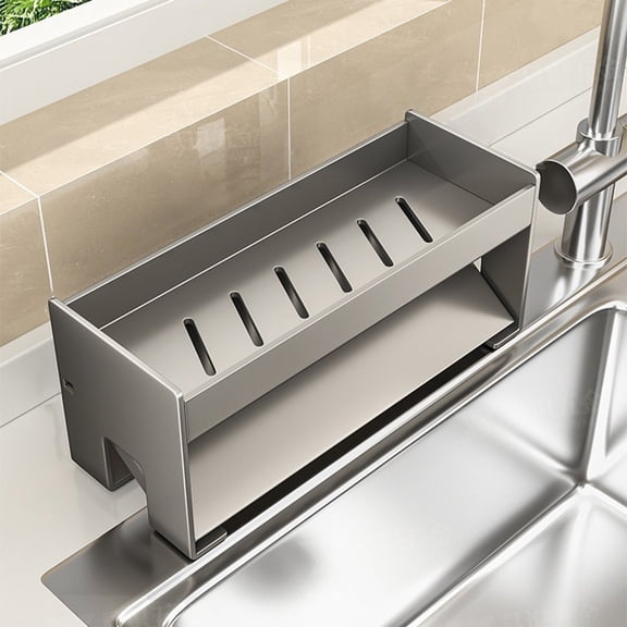 Uuiauoio Multi-Functional Kitchen & Bathroom Storage Rack - Duty Carbon Steel Drainage for Sponges, Dish Cloths, Detergents,Sink Dish Drying Rack