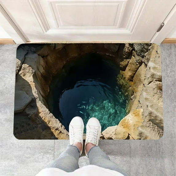 Uuiauoio Optical Illusion Rug, 3D Rugs Optical Illusion Non-Slip Visual Trap Floor Mat for Indoor and Outdoor Use, Ideal for Doorway, Living Room, Bedroom and Porch Decor