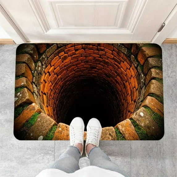 Uuiauoio Optical Illusion Rug, 3D Rugs Optical Illusion Non-Slip Visual Trap Floor Mat for Indoor and Outdoor Use, Ideal for Doorway, Living Room, Bedroom and Porch Decor