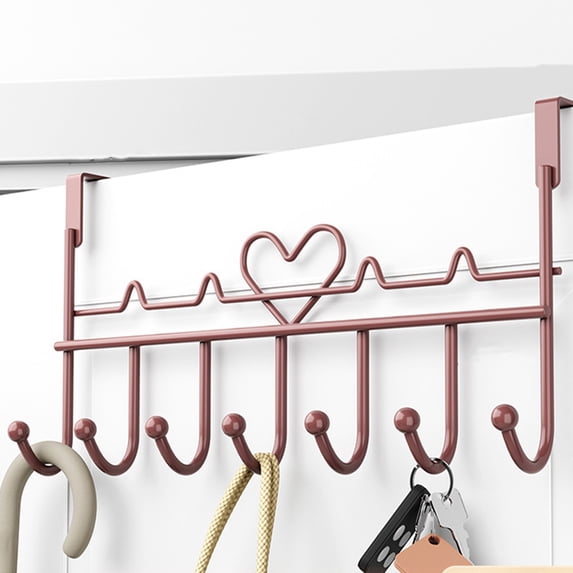 Over The Door Hooks 7 Hanger Rack Heavy Decorative Metal Rack for Home Use Hats Coats Key Bag Clothes Scarfs Hooks