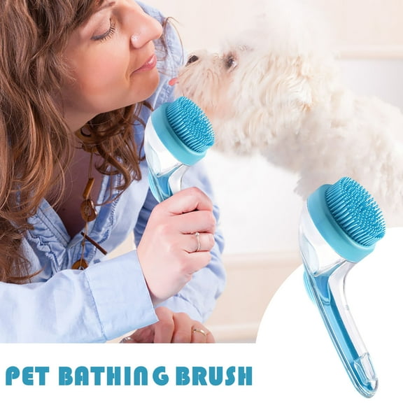 Uuiauoio Pet Bath Brush, 2 in 1 Dog Bath Brush with Built-in Shampoo Dispenser, Pet Wash Brush for Bathing Dog Grooming Massage Brush for Long Short Haired Dogs Cats Shower