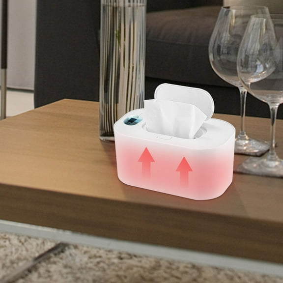 Uuiauoio Portable Wet Wipes Warmer with LCD Display, 40-60°C Adjustable Temperature Control, BPA-Free ABS Plastic Heated Dispenser Box with Top Heating System, 80-Wipe Capacity for Home Use