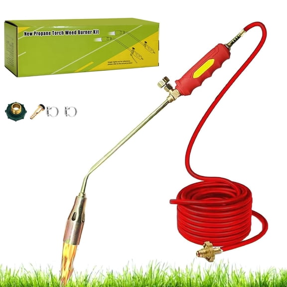 Uuiauoio Propane Torch Weed Burner Kit, Portable Garden Weed Burner Torch, High Output Torch, with Push Button Igniter for Weeds, Garden