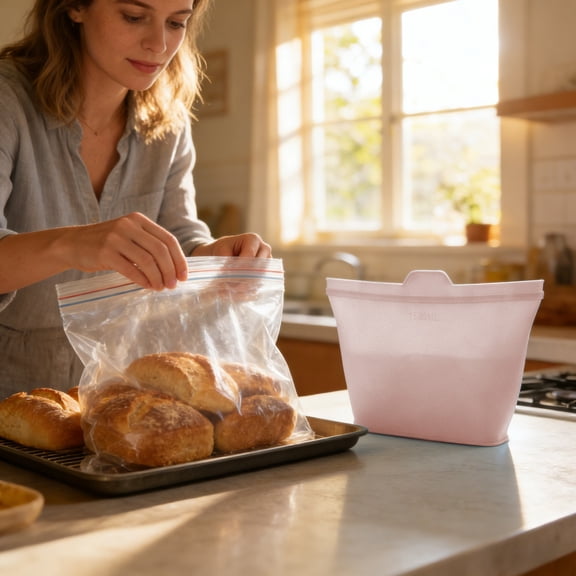 Uuiauoio Reusable Silicone Food Storage Bags, Sandwich Snack Bags New Generation Stand Up Zip Container for Soup and Leftovers, Plastice & BPA Free, Microwave Oven Safe