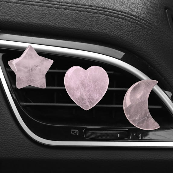 Uuiauoio Set of 3 Crystal Stone Car Air Vent Clips, Moon Star Heart Quartz Charm Car Air Freshener Clip, Air Conditioning Outlet Clip, Cute Car Interior Decoration Accessories for Men Women