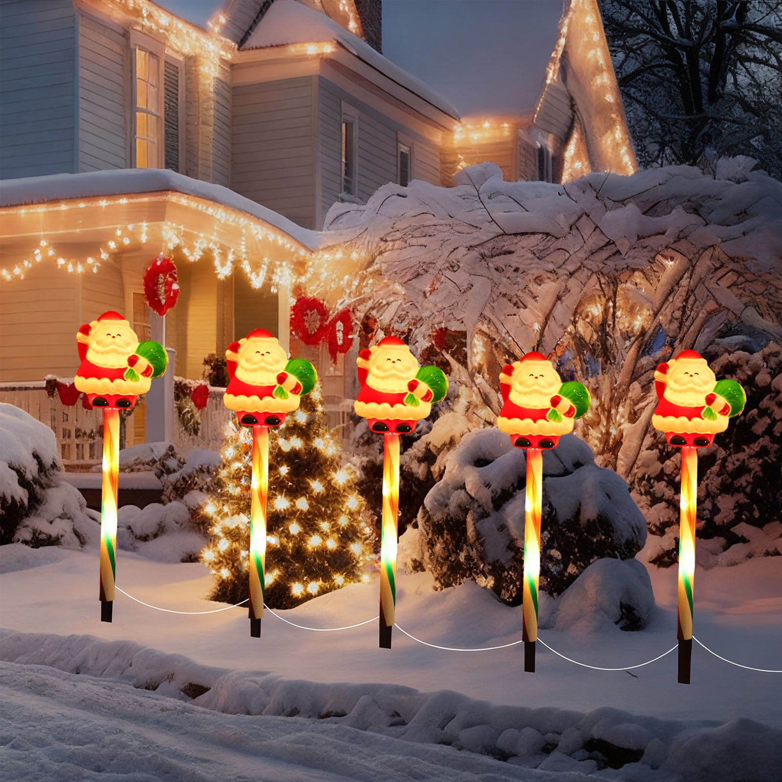 Uuiauoio Solar Powered Christmas Ground Lights with Spike Base