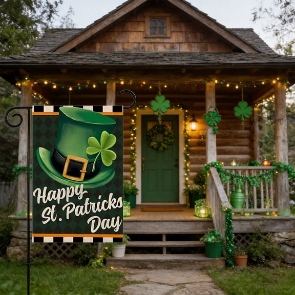 Uuiauoio St. Patricks Day Garden Flag ,Happy Saint Patrick's Day Shamrock House Banner for Home,Office,School,Yard,Party Decorations