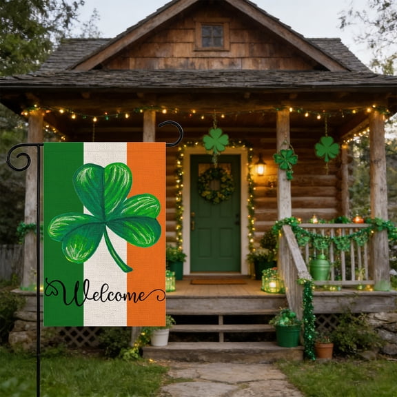 Uuiauoio St. Patricks Day Garden Flag ,Happy Saint Patrick's Day Shamrock House Banner for Home,Office,School,Yard,Party Decorations