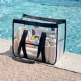 thumbnail image 1 of Uuiauoio Stadium Approved Clear Tote Bag PVC Material Transparent Design Reinforced Handles for Work Beach Concert Events Security Check Compliant Versatile Use Travel Lunch Diaper Bag, 1 of 7