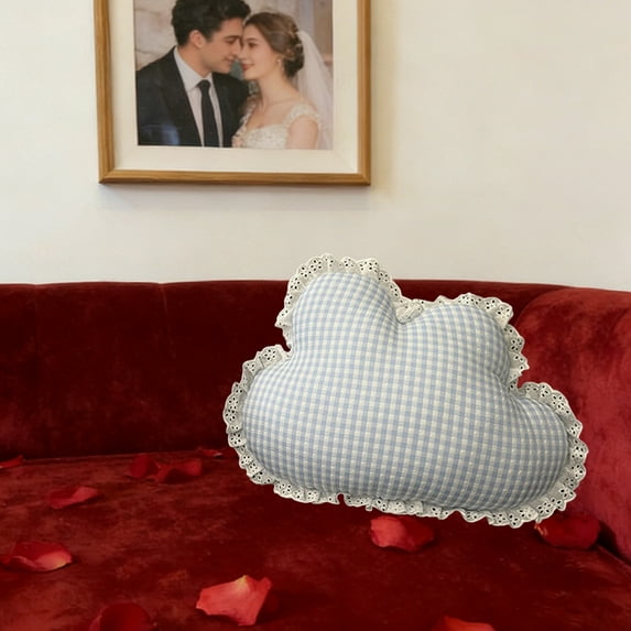 Uuiauoio Star Pillow, Decorative Throw Pillow with Ruffle for Couch, Cute Heart Decor Pillows for Bed Sofa Soft Room Decoration for Bedroom Living Home Dorm Birthday Party Favors(Blue Cloud)