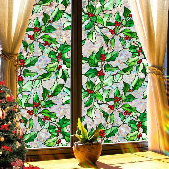 Uuiauoio Static Cling Christmas Window Stickers Double Sided Removable Holiday Decor, Reusable PVC Film Frosted Pattern for Home Office Glass Door Party Festival Seasonal Decoration