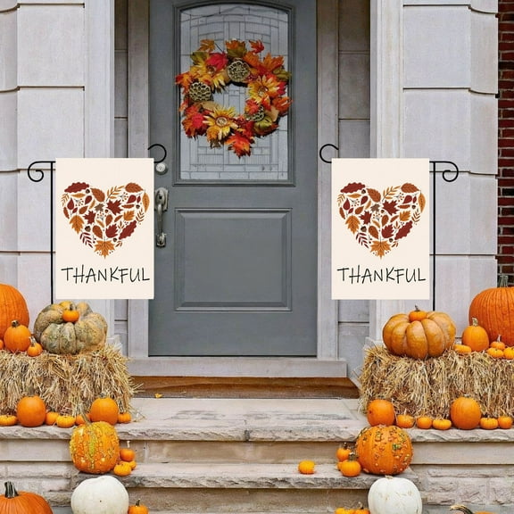 Uuiauoio Thanksgiving Garden Flag Outdoor Decoration Reversible Polyester Flag Fall Harvest Festival Decor Design Holiday Yard Banner for Porch Patio Fence Home Welcome Seasonal Autumn Decorating