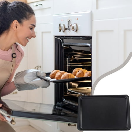 Uuiauoio Thickened Carbon Steel Baking Tray Non-Stick Coating Rectangular Oven Pan for Cake Bread Cookies Household Commercial Use Easy Clean Durable Accessory