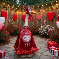 Uuiauoio Valentine's Day Porch Goose Outfits 23 Inch Cement Goose Clothes Seasonal Holiday Duck Costume Set for Valentine's Day St. Patrick Easter Garden Yard Lawn Statue Decor