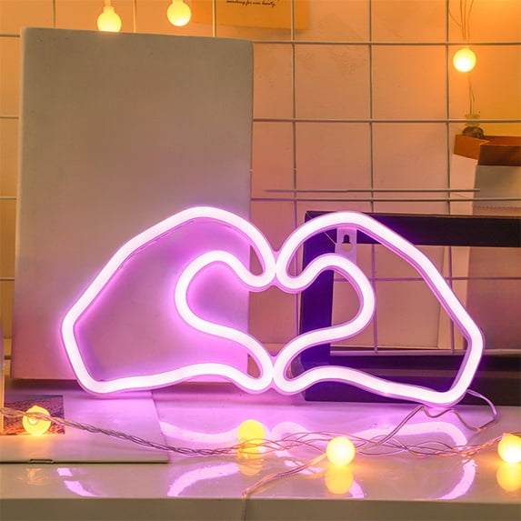 Uuiauoio Valentines Day Decorations for Party - Heart Decor Neon Sign,Lights Up Sign for Bedroom,Table,Home Room,Led Lamp Decor Gifts for Women and Teen Girls,Wedding Anniversary Romantic Night