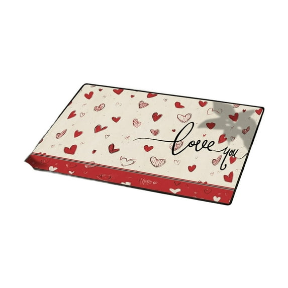 Uuiauoio Valentines Doormat Heart Door Mat Indoor Outdoor Entrance Heart Rug Carpet Non Slip Kitchen Bathroom Welcome Mat for Valentines Day Decoration Anniversaries Celebrations Doormat