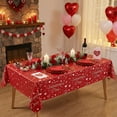 thumbnail image 1 of Uuiauoio Valentines Tablecloth,1 PC Valentines Day Tablecloth,54x108 Inch Disposable Plastic Heart Love Tablecloth Rectangular Valentines Table Cloth Table Cover for Valentine's Day Party Decorations, 1 of 6