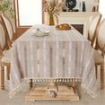 thumbnail image 1 of Washable Tablecloths Fabric Tassel Tablecloth Dust-Proof Table Cover for Kitchen Dinning Tabletop Home Decoration Everyday Use, 1 of 6