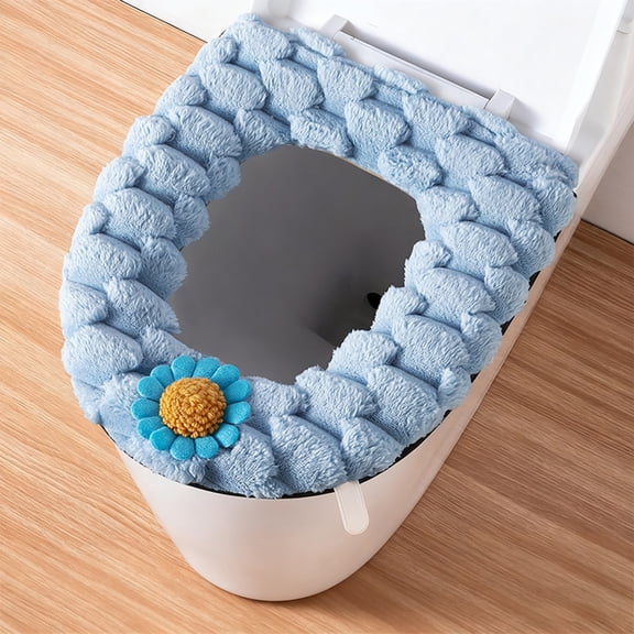 Uuiauoio Washable Thickened Toilet Seat Cover with Zipper, Soft Flannel Cushioned Toilet Seat Pad for Elderly & Disabled, Non-Slip Bathroom Comfort Aid, Universal Toilet Lid Protector for Home Use
