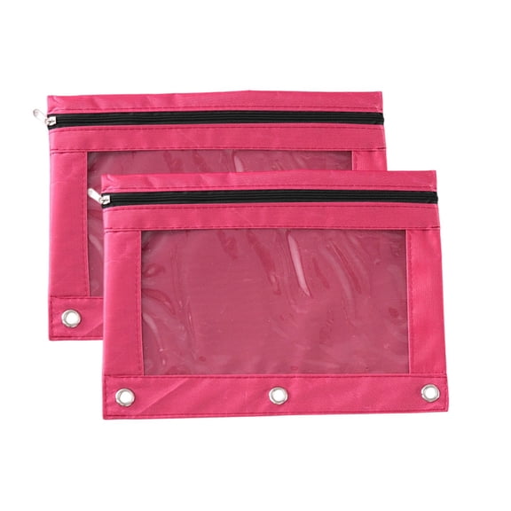 Uuiauoio Zipper Pouch for 3 Ring Binder Binder Storage Pouch with Clear Window Assorted Colors Smooth Zipper Large Capacity with 3 Reinforced Grommets for Office