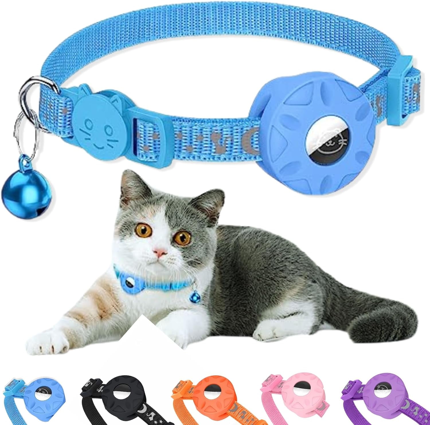 Uulanfa Airtag Gps Pet Tracking Device, Cat Collar Breakaway Bell