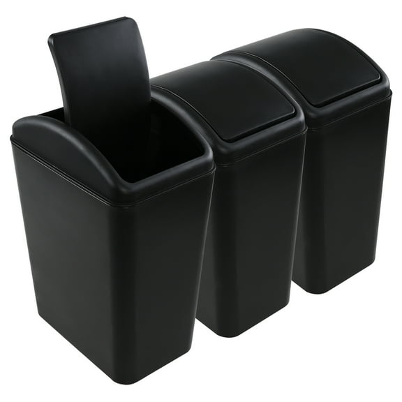 Uumitty 3 Packs Kitchen Trash Can with Lid, Garbage Can Waste Basket for Bathroom, 4.5 Gallon, Black