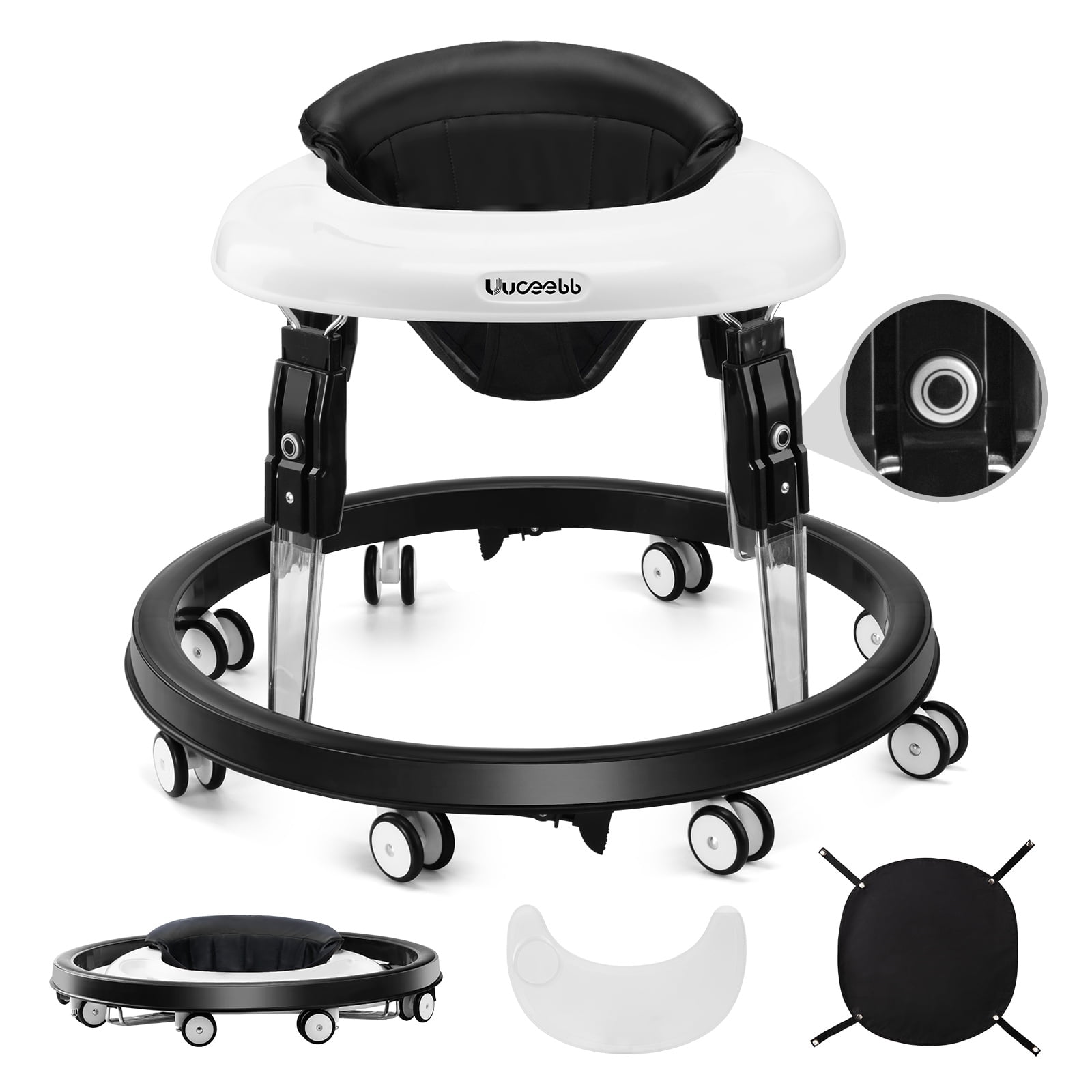 UuoeebbFolding AntiRollover Boy Baby Walker with Wheel 5 Adjustable