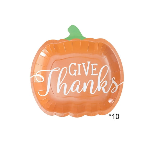 Uuowzo 10Pcs Fall Paper Plates Gold Foil Pumpkin Disposable Plates Tableware for Autumn Thanksgiving Party and Festival Celebrations Supplies Table Decor, 9.05x9.05 In