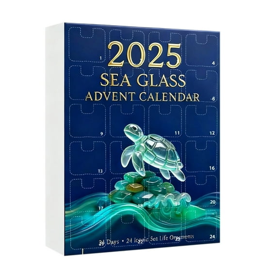 Uuowzo 2025 Sea Glass Life Advent Calendar 24 Days -themed Christmas Countdown Calendar with 24 Adorable Realistic Animals Decoration for Collectors Indoor Outdoor Christmas Decorations, B