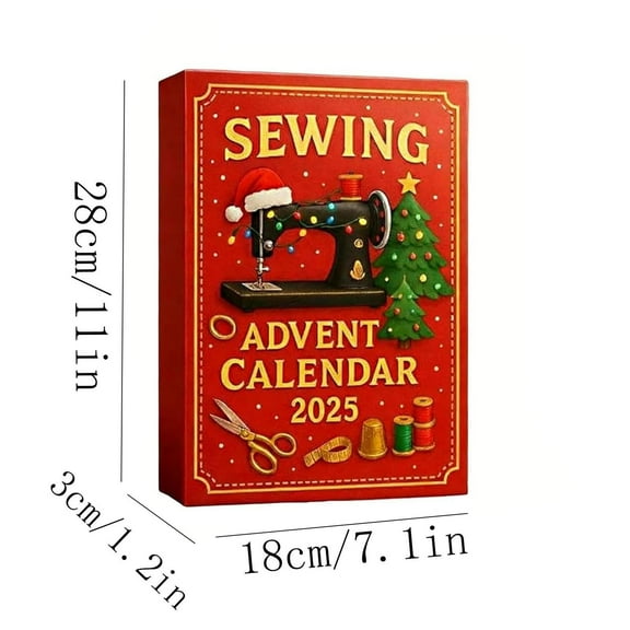 Uuowzo 2025 Sewing Arrival Calendar 24 Days of Unique Sewing-Themed Christmas Countdown Calendar Xmas Tree Decor for Party, Red