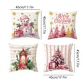 thumbnail image 1 of Uuowzo 4PCS Christmas Decorations Pillow Covers 18x18 Set of 4 Pinks Santa Snowman Merry Christmas Tree Winter Pillows Decorative Throw Cushion Case for Sofa Couch Decorative Holiday Pillows Cover, 1 of 5