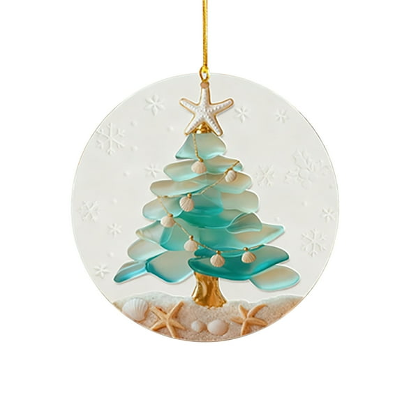 Uuowzo Acrylic Tree Ornament Sea Glass Christmas Tree Sea Glass Ornaments Sea Glass Christmas Ornaments Beach Christmas Ornaments Indoor Outdoor Christmas Decorations, A
