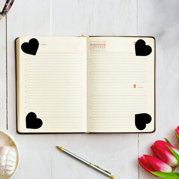 Uuowzo Blank Stickers Self-adhesive Roll Heart-shaped Stickers 500 Labels/roll for Valentine'S Day Home Setting, Black