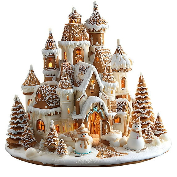 Uuowzo Christmas Acrylic Decor 2D Themed Carousel and Castle Ornaments for Festive Home Display Indoor Outdoor Christmas Decorations, F