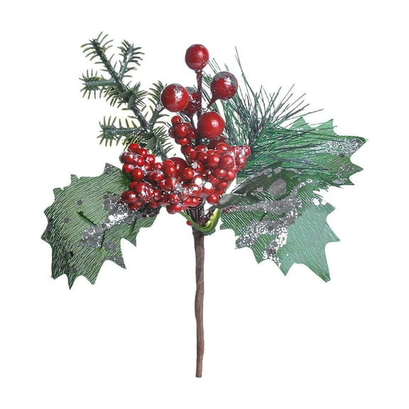 Uuowzo Christmas Picks Artificial Red Berry Stems Fake Holly Berries for Xmas Tree Ornaments DIY Wreath Vase Fireplace Decor Christmas Decoration Scene