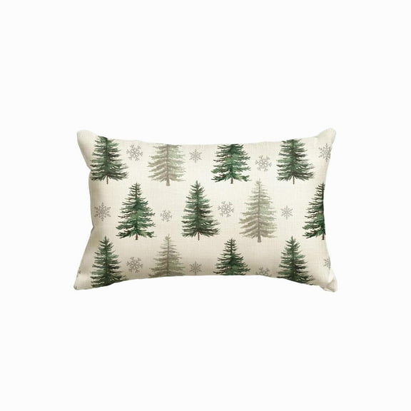 Uuowzo Christmas Printed Christmas Tree Lumbar Pillow Cover Holiday Decoration Indoor Christmas Decorations, Christmas Gifts for Family, Green