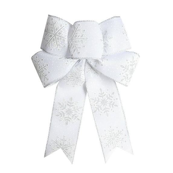 Uuowzo Christmas Snowflake Bow Holiday Decoration Colorful Bow Indoor Outdoor Christmas Decorations, Silver