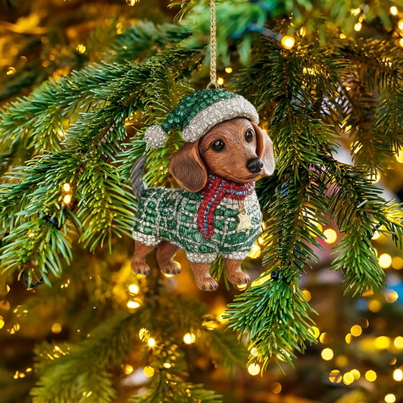 Uuowzo Dachshund Christmas Ornament Dachshund Christmas Ornament Indoor Outdoor Christmas Decorations, Green