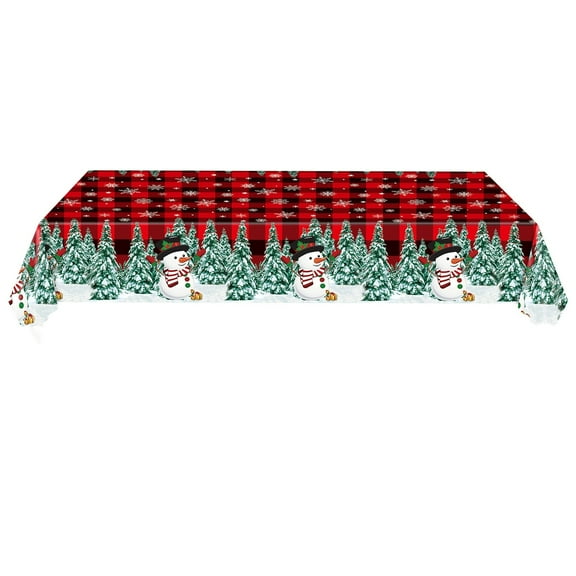 Uuowzo Disposable Thickened Snowman Tablecloth Holiday Party Tablecloth Christmas Snowflake Tablecloths 108 X 54 In Christmas Gifts for Family Friends, Red