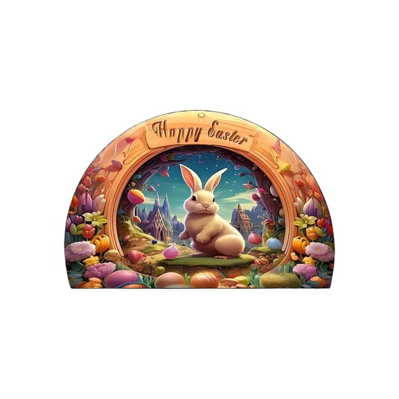 Uuowzo Easter Carpet Entrance Door Semicircle Mat Household Absorbent Nonslip Foot Mat Dirt Proof Mat Bathroom Nonslip Mat Indoor Outdoor Easter Decorations for Yard Garden, K