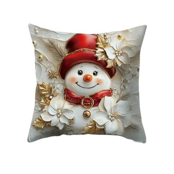 Uuowzo Farmhouse Christmas Throw Pillow Covers, Xmas Tree Reindeer Snowman Santa Claus Christmas Tree Winter Holiday Decorative Pillowcases for Sofa Bed Home Patio, 18 x 18 Inches