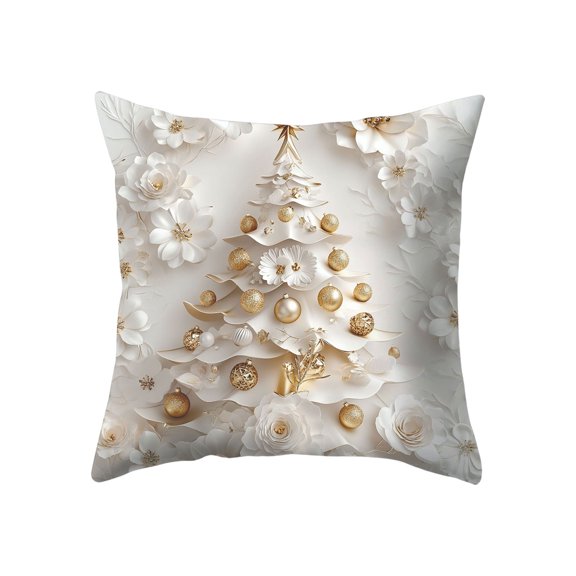 Uuowzo Farmhouse Christmas Throw Pillow Covers, Xmas Tree Reindeer Snowman Santa Claus Christmas Tree Winter Holiday Decorative Pillowcases for Sofa Bed Home Patio, 18 x 18 Inches