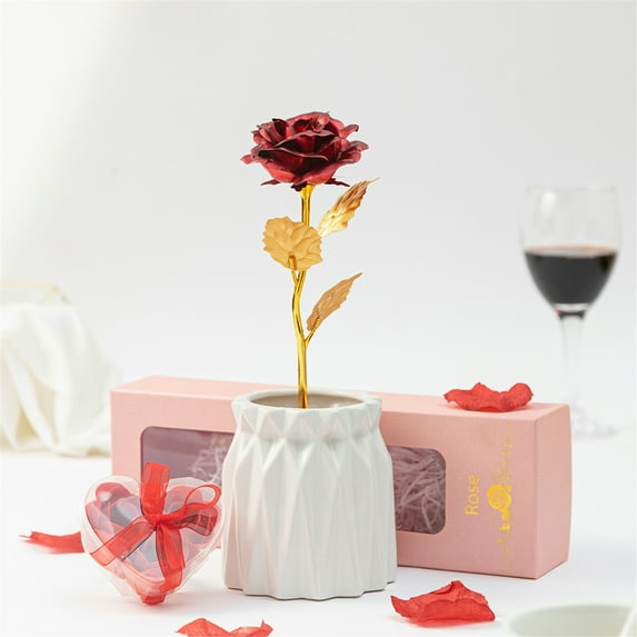 Uuowzo Foil Roses Valentine's Day, Anniversary, Wedding, Mother's Day, Birthday Gifts and Wedding Gifts Romantic Gift for Girlfriend Boyfriend Wife Husband, Red