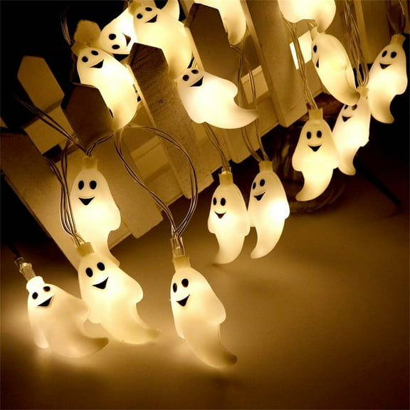 Uuowzo Halloween String Lights Ghost Decorations, LED String Lights, Waterproof Battery Operated Fairy Lights for Indoor Outdoor, Christmas, Halloween Room Decor