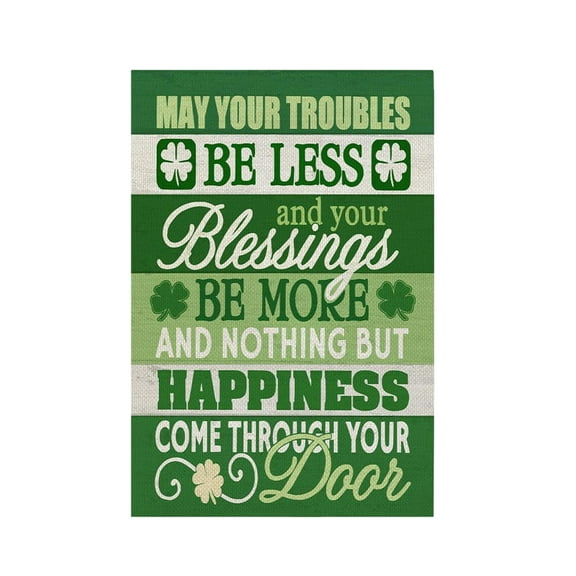 Uuowzo Happy St Patrick's Day Garden Flags for Outside, Clovers Small Seasonal Decoration for Holiday Irish Anniversary Yard Outdoor Decor 12x18 Inch