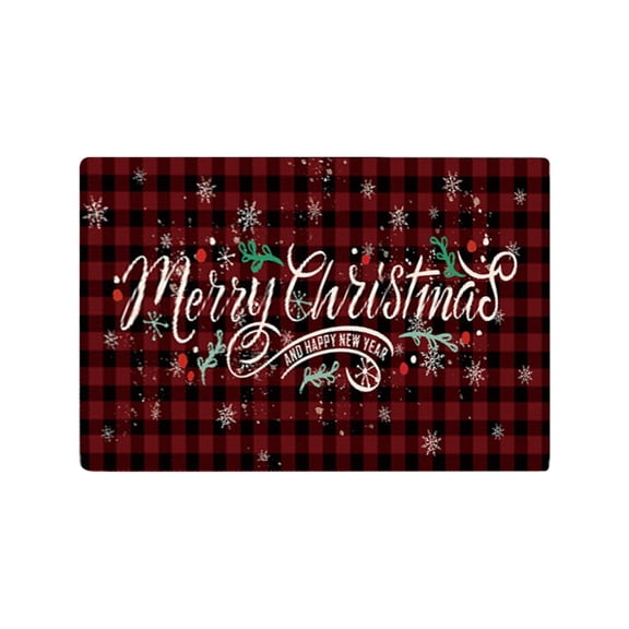 Uuowzo Merry Christmas Kitchen Rugs Mats, Buffalo Plaid Winter Xmas Holiday Home Kitchen Decor Floor Mats, Washable Non-Slip Sink Carpet, 24x16in